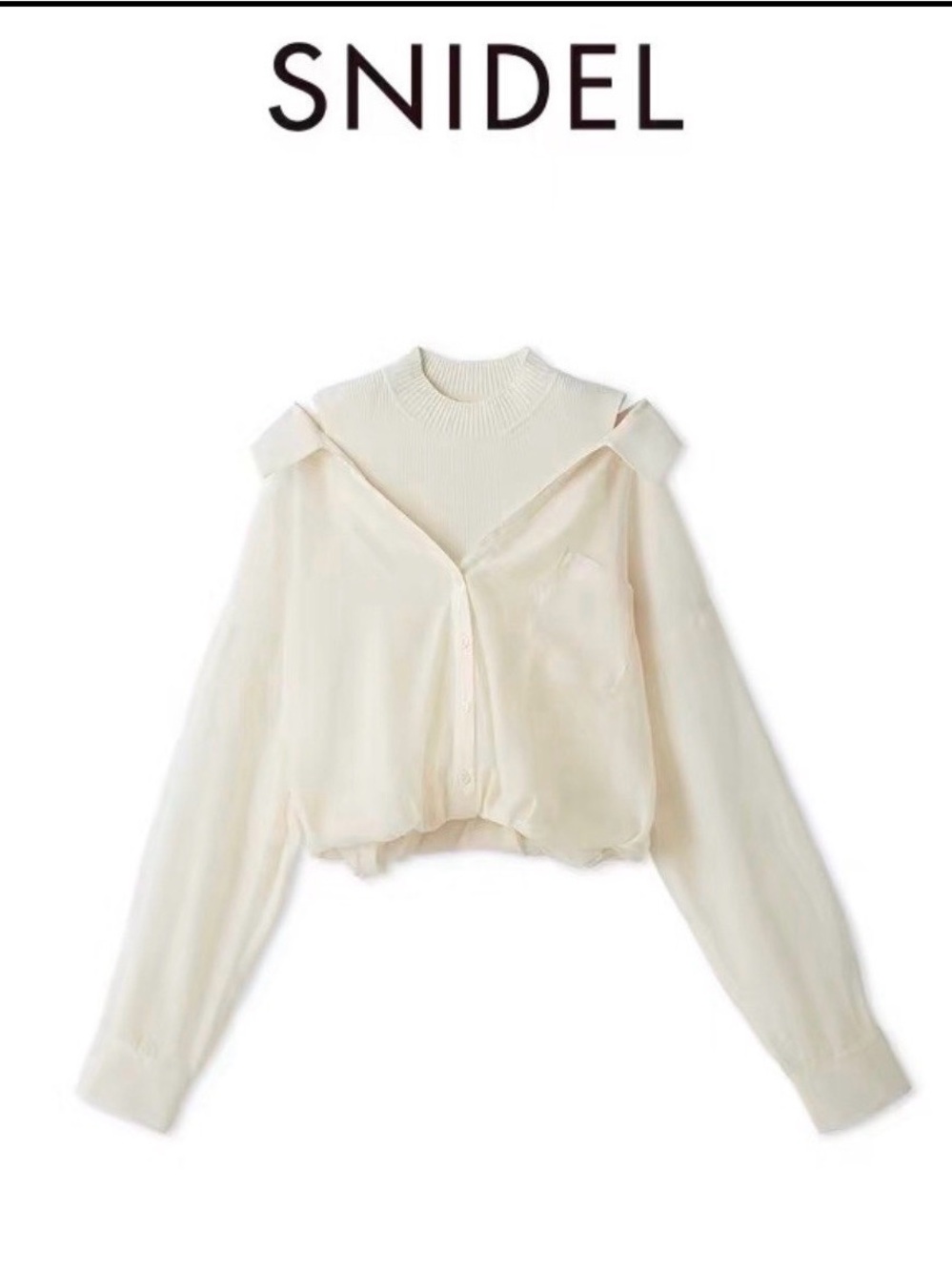 SNIDEL Cream Layered Mock-Neck Button Front Sweater